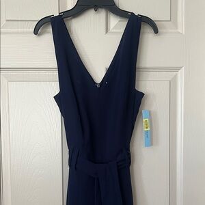 ANTONIO MELANI Deep Blue V-Neck Jumpsuit